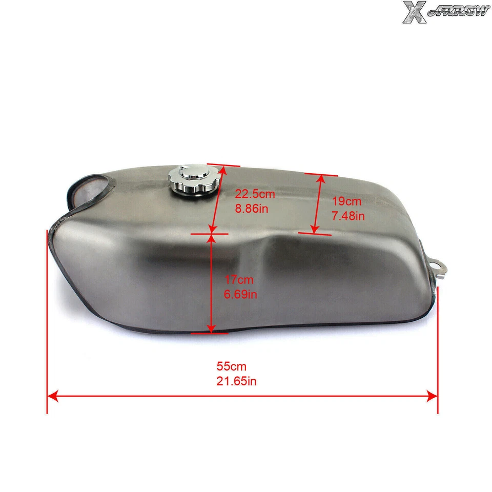 9L 2.4Gal Unfinished Cafe Racer Gas Fuel Tank Cap for Yamaha RD350 RD400 for BMW - Image 3 of 4