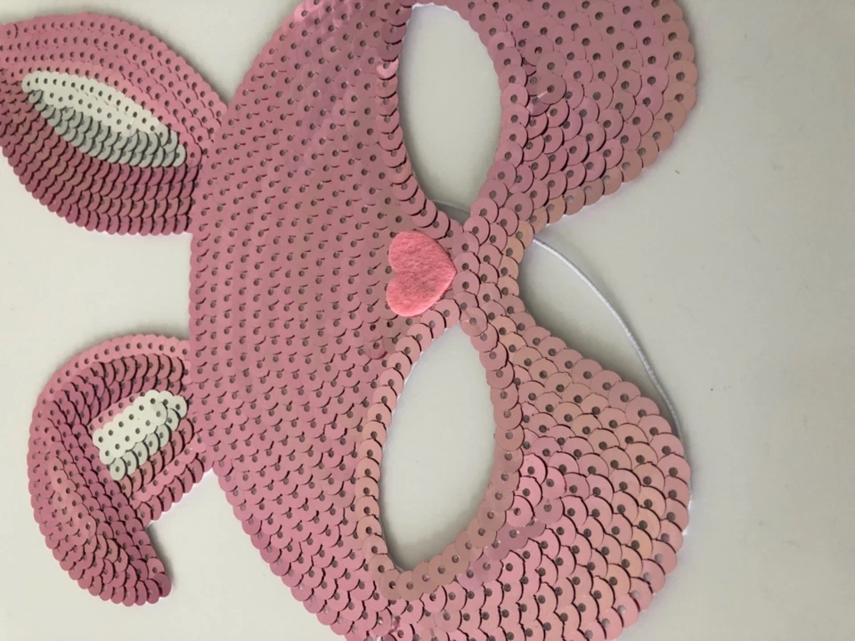 AU Women Girl Sequins Shine Bling bunny Rabbit Easter Party Fancy Eye Face Mask - Image 4 of 4