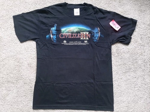 CIVILIZATION III Vintage Black 2002 NEW Promo T Shirt M PC Game 3 Sid Meier PS4