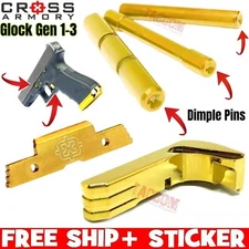 Cross Armory Gold for Glok Gen 3 DIMPLE pins extended magazine catch slide lock