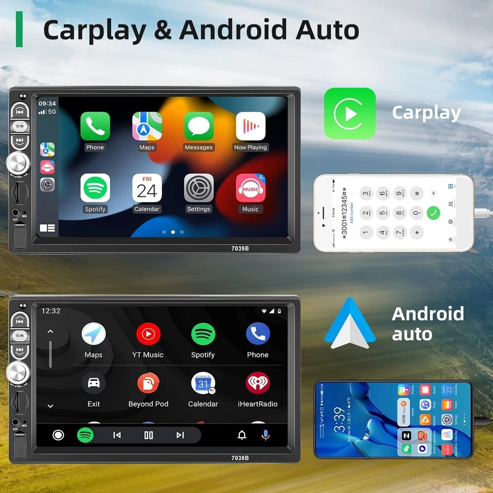 Auto Radio 1 Din Touchscreen Bluetooth Carplay Android Auto FM USB AUX Spiegel - Bild 4 von 4