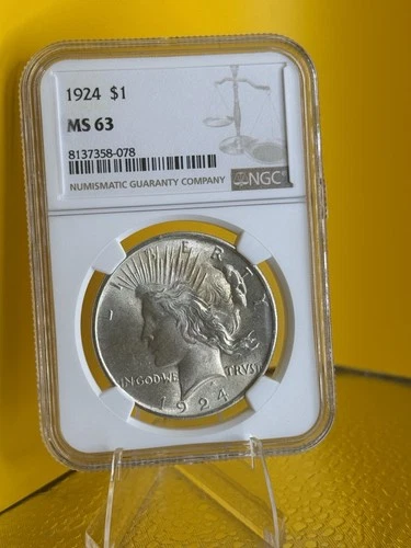 1924 NGC MS63 Peace Dollar $1 Silver Coin Philadelphia KM#150 Uncirculated