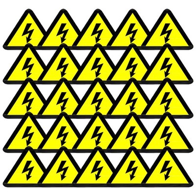 25 Pcs High Voltage Caution Warning Stickers Electrical Danger Labels