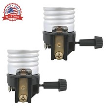 3-Way Lamp Socket E26 E27 Base Turn Knob 3-Level Brightness Control 2-Pack for L