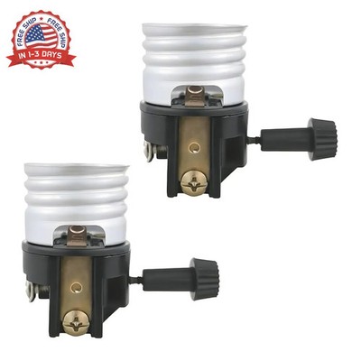 3-Way Lamp Socket E26 E27 Base Turn Knob 3-Level Brightness Control 2-Pack for L