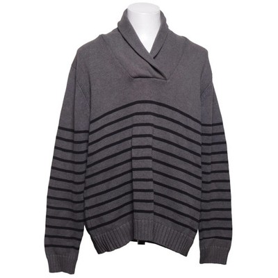 E-Basics, Strickpullover, Größe: 2XL, Grau/Schwarz, Baumwolle, Streifen #v6e