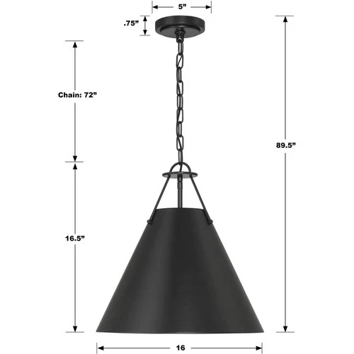 Crystorama XAV-B8305-MK Xavier 3 Light 16 inch Matte Black Pendant Ceiling Light - Picture 5 of 5