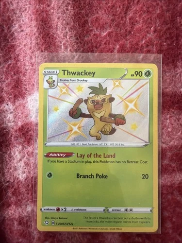 Thwackey Shining Fates Holo Pokémon TCG Card SV005/SV122