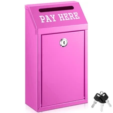 Safe Cash Box Money Collection Metal Donation Box with Lock Wall Mount Pre Dr...