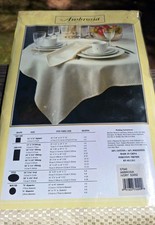 Ambrosia Ivory Tablecloth 52" X 52" Square Fine Table Linens New In Package