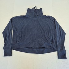 Sweaty Betty Harmonise Italian Fleece Sweatshirt Large Blue Womens Thumb Holes