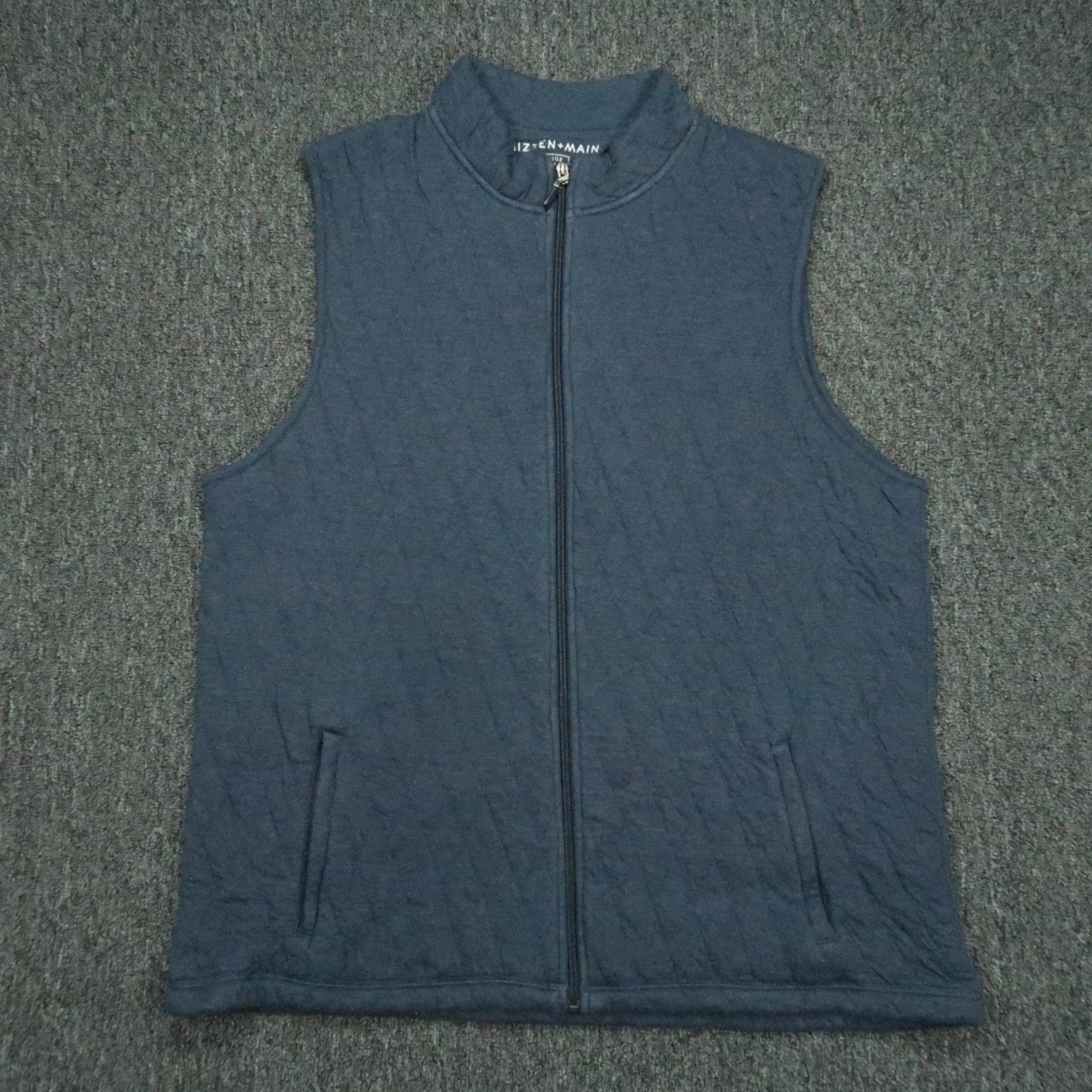 MIzzen Main Vest Men Extra Large Blue Full Zip Pockets Quilted Preppy XL