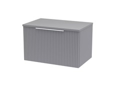 Tixall Fluted 1 Drawer Wall Hung Vanity Unit with Worktop, Satin Grey, 600mm