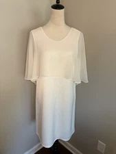 H By Halston Ivory Cape Dress Wedding Cocktail Party Simple Chic Size Medium
