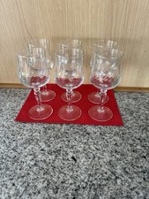 6 Vintage Unused French Clear Glass Swirl Design Sherry Port Liquor Glasses