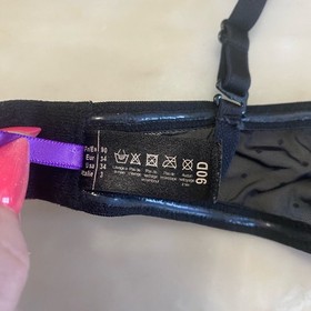 maison close polka dot bandeau ruched Black Bra Sexy Sheer Detail sz 34D