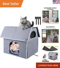 Insulated Feral Cat House - Easy Assembly Outdoor Shelter 17.1" x 15" x 16.6"