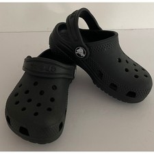 Crocs Classic Clog Black Kids Toddler Slip On Water Shoes w Heel Strap C6