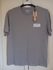Image of Jack & Jones 100% Cotton Ultimate Grey Short Sleeve T-Shirt Size S Small Print