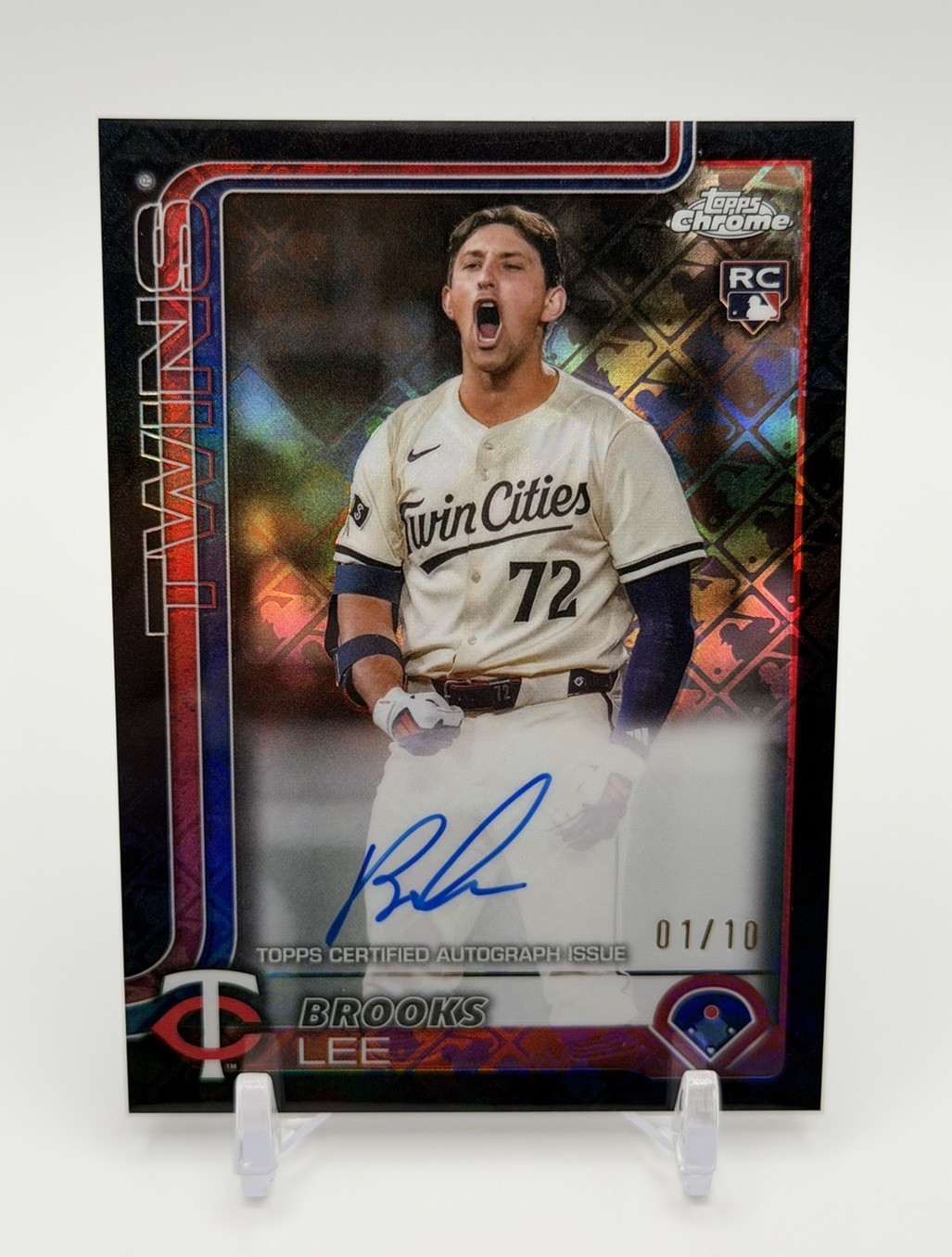 2025 Topps Chrome Logofractor Brooks Lee RC Black Refractor Auto 1/10 #RA-BL