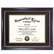 GraduationMall 8.5x11 Diploma Frame, Black/Gold Mat, or 11x14 Document Display