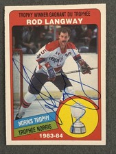 ROD LANGWAY 1984-85 O-PEE-CHEE In Person Autographed Card, Washington Capitals