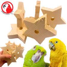 Bonka Bird Toys 2682 Pk6 Jumbo Natural Wood Stars Foot Talon Craft Part Parrot