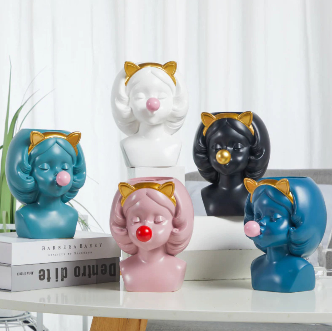 Girl Face Bubble Gum Vase, Modern Tabletop Flower Vase Aesthetic Home Decor Gift