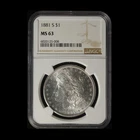 1881-S $1 Morgan Silver Dollar NGC MS63- Free Shipping USA