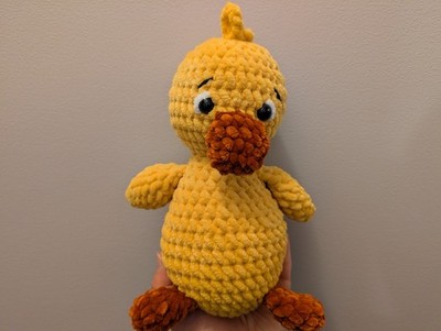 Handmade Crochet 9'' Yellow Duck Stuffed Toy Plushie