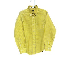 Brooks Brothers Fleece Boys Yellow Plaid Non-Iron Cotton Button Down Shirt Small