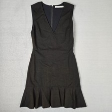 Alice + Olivia Onella Dress 6 Black Ruffle Sleeveless Peplum Party Cocktail $284