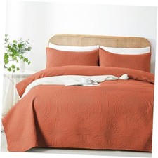 King/Cal King Quilt Set,Ultrasonic King/Cal King 96"x110" Burnt Orange