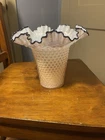 Vintage Art Glass Vase 8" in the Hobnail Pattern with Ruffled Edge (Fenton?)