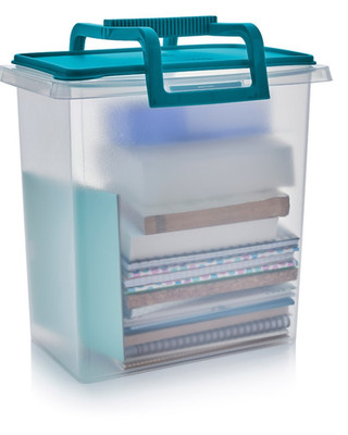 TUPPERWARE Large Carry-All  BIG CONTAINER TEAL AND HANDLE 3.5 GALLONS NEW