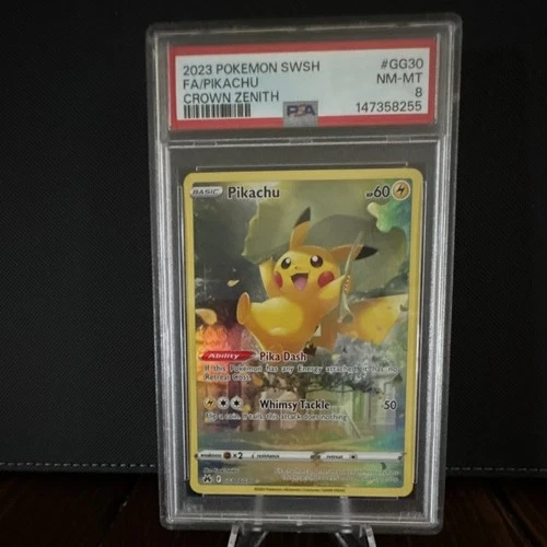 Pokémon TCG Crown Zenith Pikachu GG30/GG70 Full Art Holo PSA 8