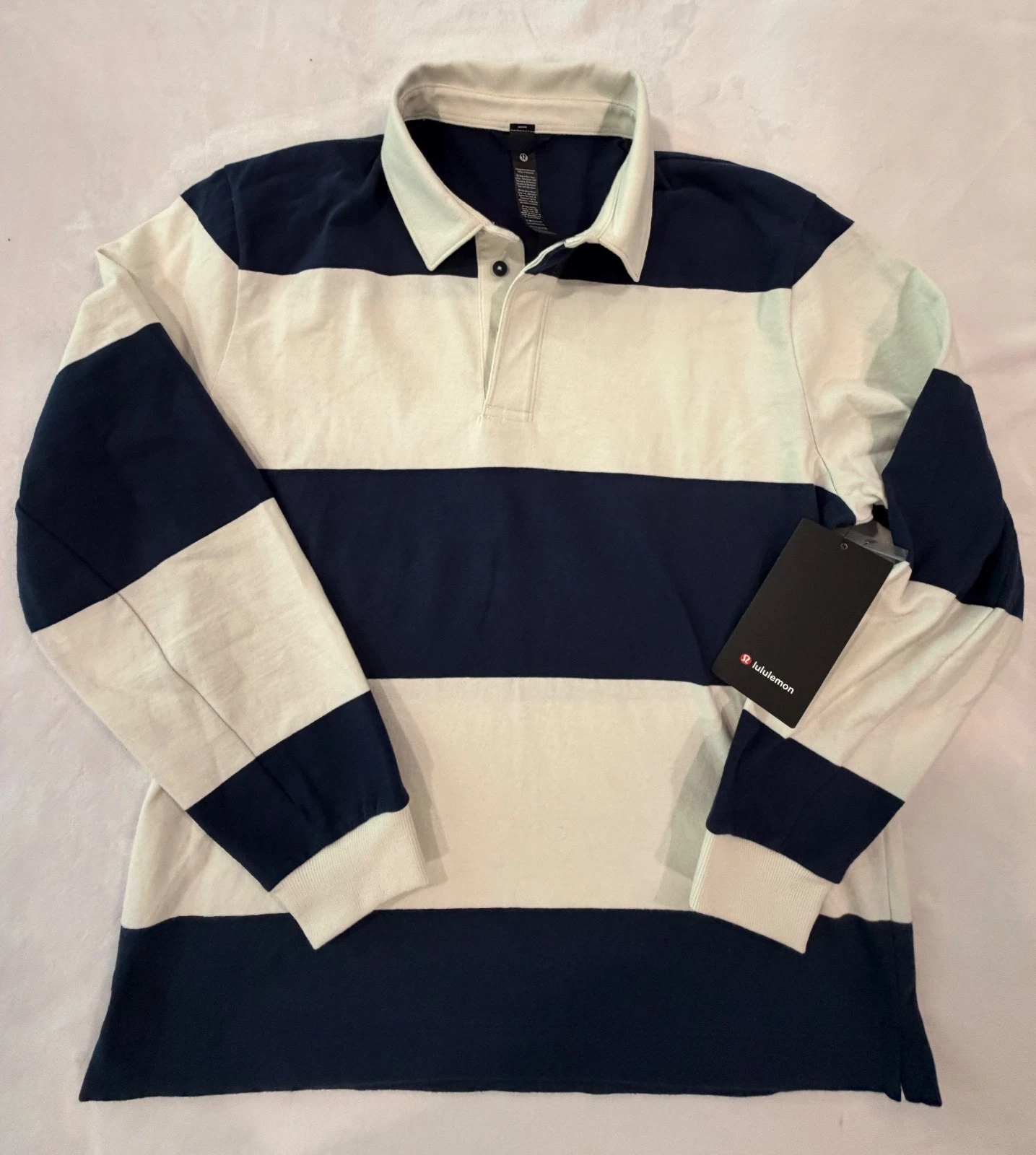 Lululemon Long Sleeve Rugby Polo Shirt Cotton Blue White Striped WCBI Men’s XL
Opens in a new window