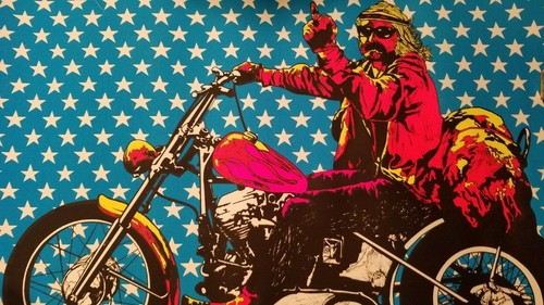 "PÓSTER DE MOTOCICLETA EASY RIDER DE COLECCIÓN 1970 BLACKLIGHT Dennis Hopper 29""x 43" - Imagen 4 de 6