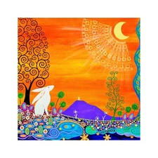 Glastonbury Tor Print White Rabbit Tree of Life Art Nouveau Christmas Birthday