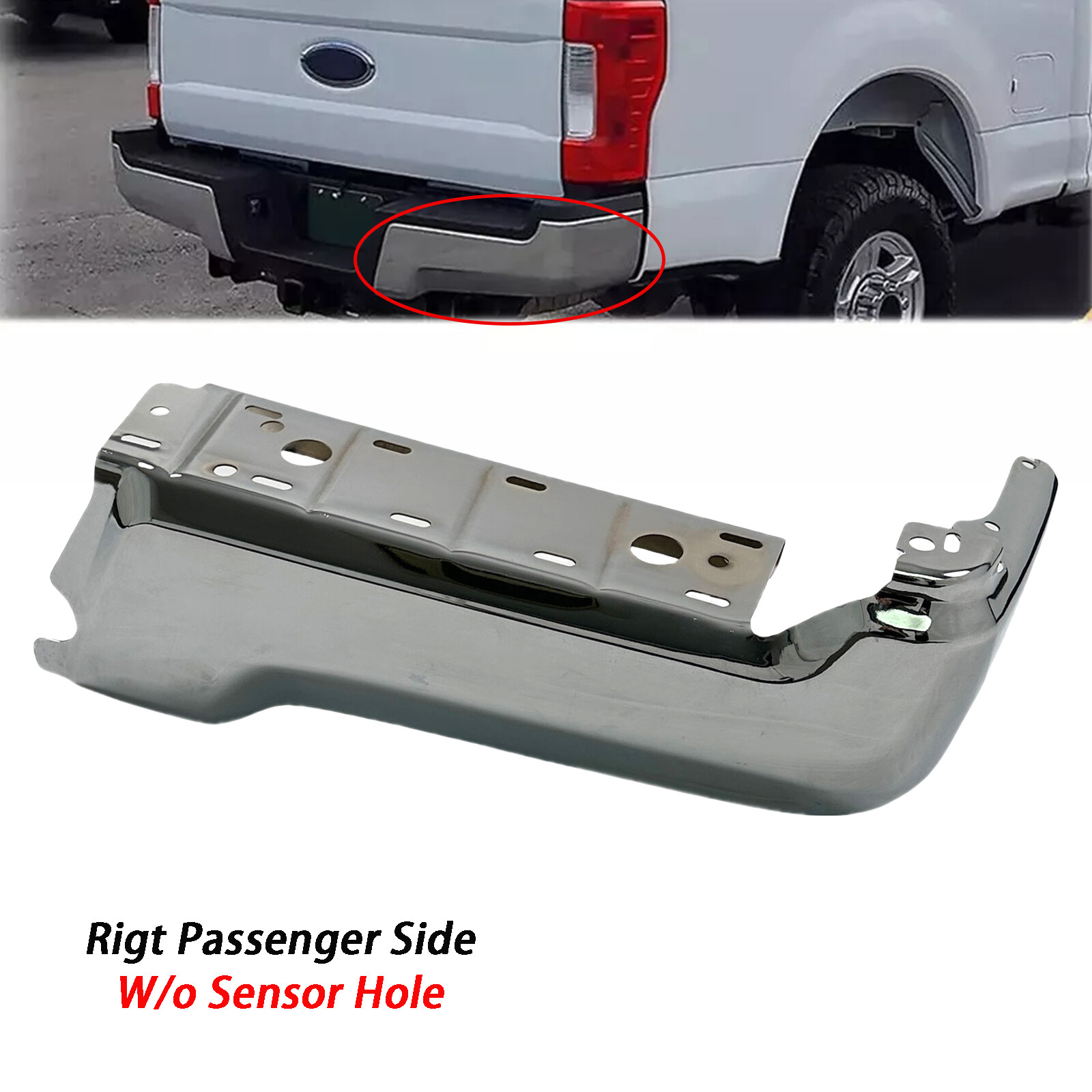 NEW Chrome Rear RH Passenger Side Bumper Face Bar for 2017-2022 Ford F-250 F-350