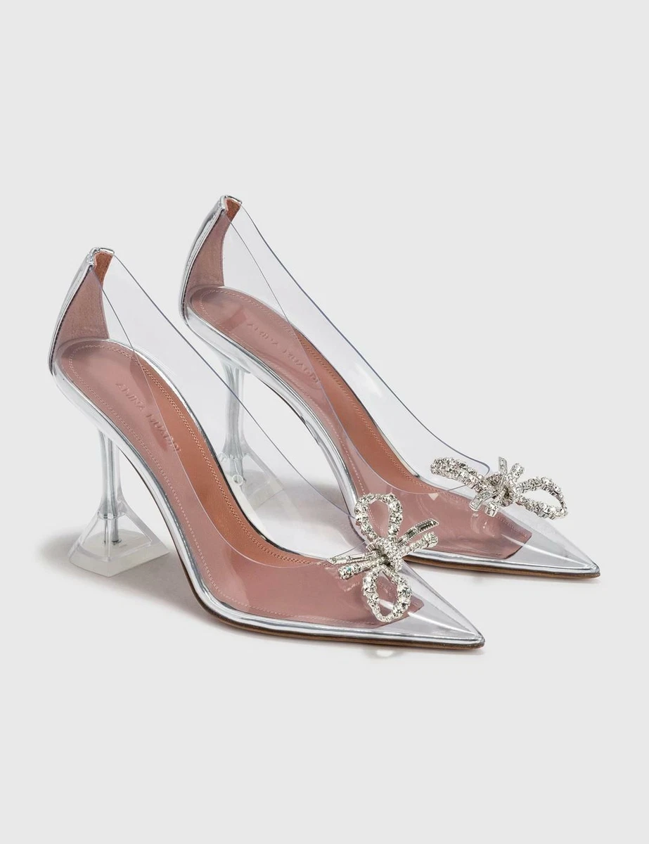 Crystal Bow High Heels PVC Transparent Open Toe Sandals