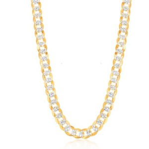 Authentic Sterling Silver 7.3mm Flat Pave Cuban Chain - Gold Plated