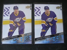 AUSTIN STRAND 2-CARD LOT 2020-21 Upper Deck Young Guns #485 L.A. Kings Rookie RC