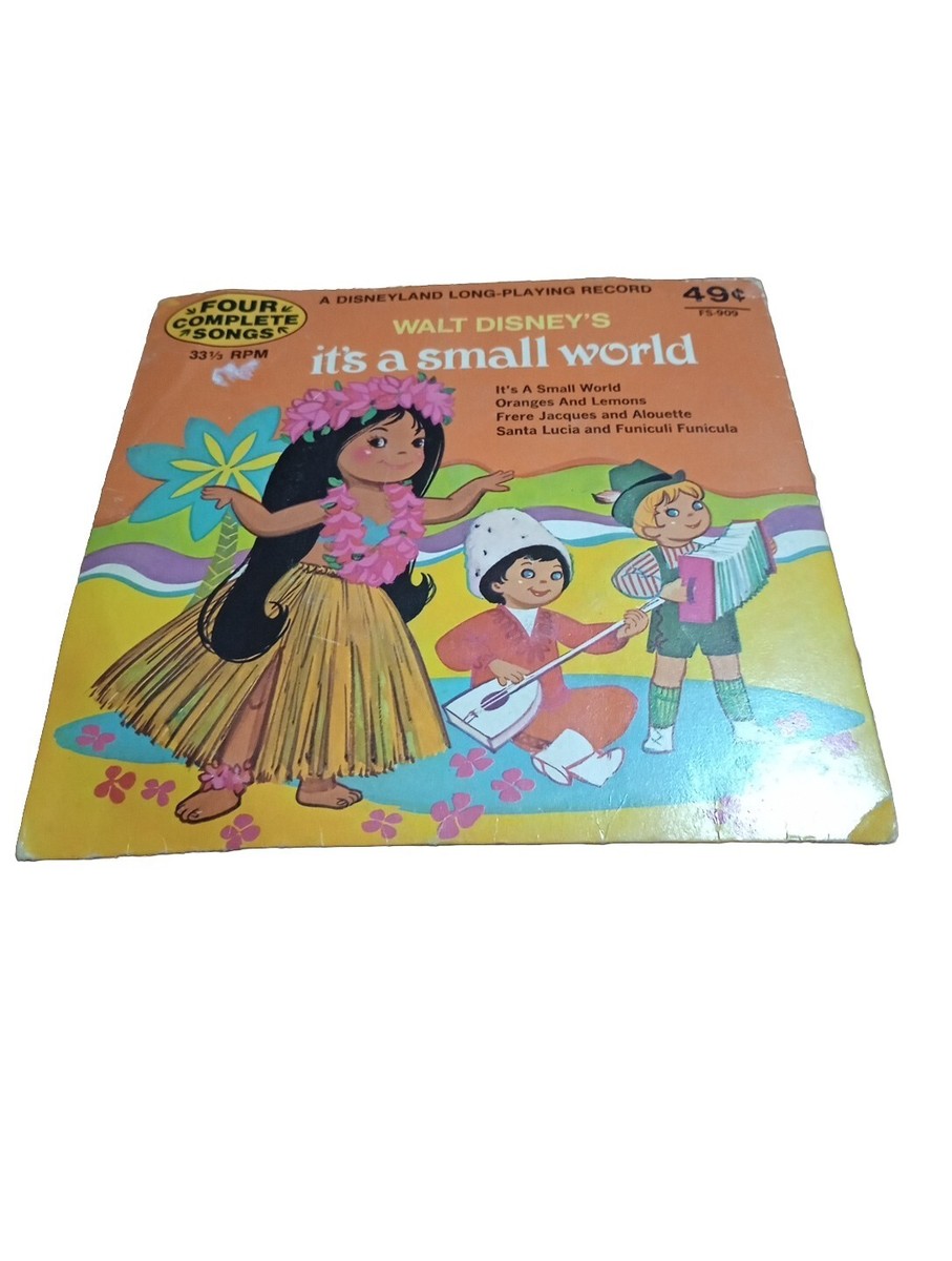 Disney It's A Small World Vinyl 33 1/3 RPM Record (1972) WORN, Not