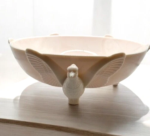 Jeanette Pink Milk Glass Bowl 3 Pheasant-Footed Base Vintage 1940s