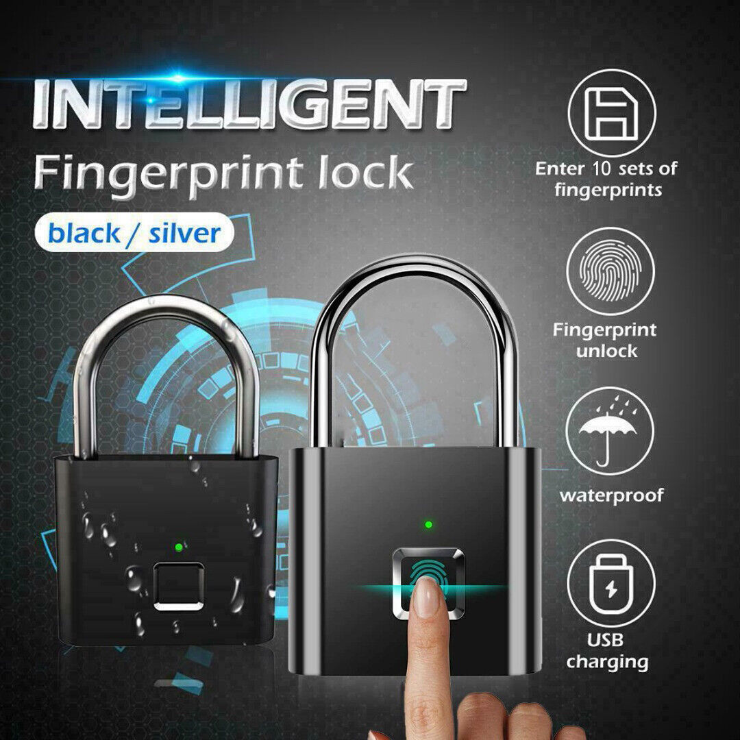 Fingerabdruck Vorhängeschloss Typ C - Intelligentes Schlüsselloses Schloss 0,5s Entsperrung USB-Ladung