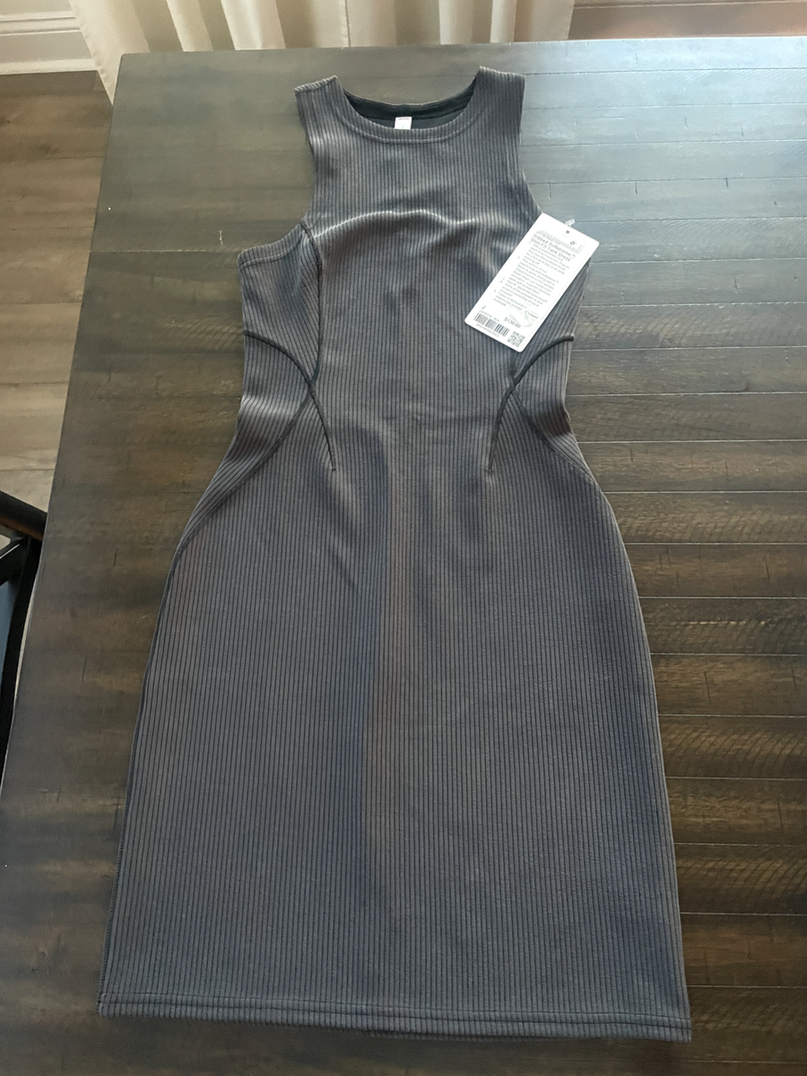 NWT Lululemon Ribbed Softstreme Slim-Fit Tank Dress~SIZE:2~ Black | eBay