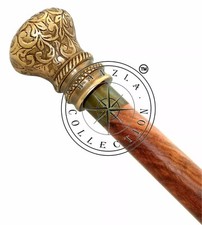 Antique Victorian Handle Wooden Walking Cane 36" Long Ornate Design X-mas/Father