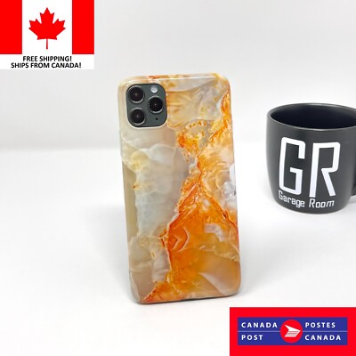 Orange Marble Case Cover For Apple iPhone Models - Free Shipping From Canada
