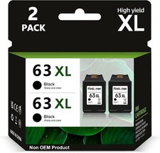 2 PK 63XL Black Ink Cartridge Set For HP Envy 4520 4520 Officejet 3830 4650 5258